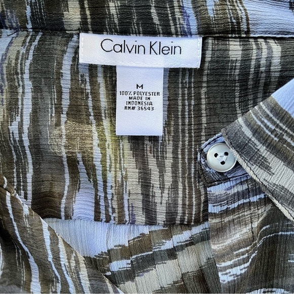 Calvin Klein Sheer Animal Print Button Down Blouse Women’s Size Medium - Picture 7 of 8